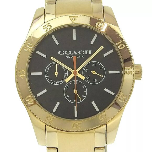 COACH Day date Watches CA133.2.95.1754 blackDial Plated Gold Quartz Multi-... - Picture 1 of 7